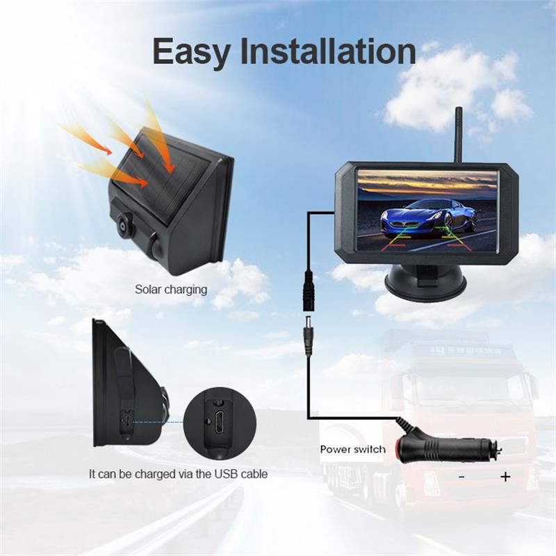 China Solar power battery operated wireless backup camera supplier